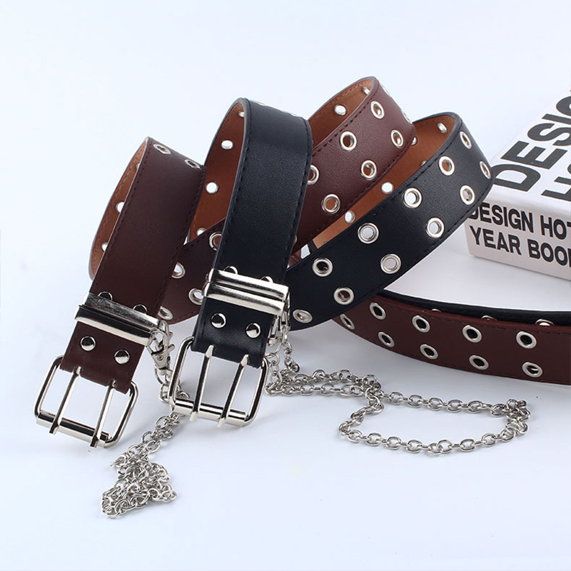 BLA Punk Pu Leather Belt Chain For Women Men Pin Buckle Harness Belt Waist Gothic Hip-hop Fashion Black Waistband Unisex Z40