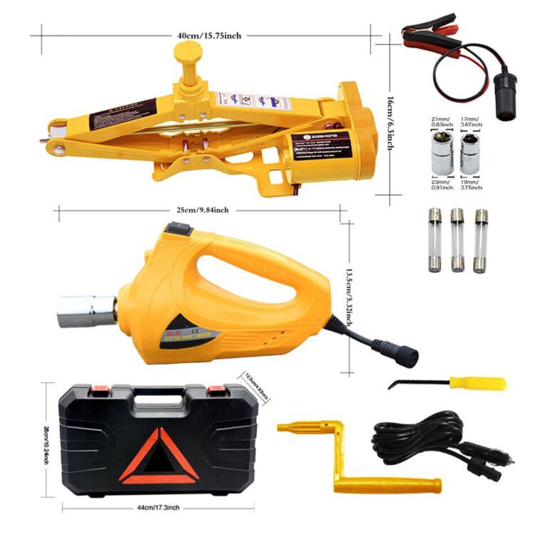 Portable 12V Car Jack 3T Electric Jack Auto Lift Scissor Jack Electric Wrench Impact Socket Wrench Auto Tyre Change