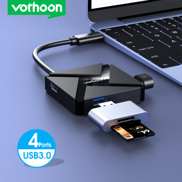 Vothoon USB Hub 4 Port USB 3.0 Hub High Speed USB Splitter For Hard Drives USB Flash Drive Mouse Keyboard Extend Adapter