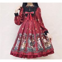 Christmas cosplay dress Square Collar Long Sleeve Lolita Party Dress B405