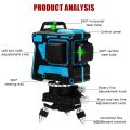 ZEAST 12 Lines 3D Laser Level green Self-Leveling Wireless Remote 360 Horizontal & Vertical Cross Strong Lines Measuring Tools