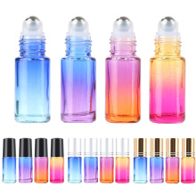 5ML 5Pcs Refillable Bottles Gradient Color Thick Glass Roll On Essential Oil Empty Bottles Roller Ball Travel Use Necessaries