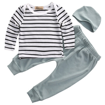 kids clothes boys girls 2017 spring brand casual boys girls clothing sets Long sleeves Striped T shirt Pants Hat 3PCS tracksuits