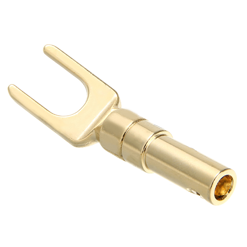 4pcs/lot Gold Plated Speaker Plug Connecter Type Y Spade Speakers Plugs Audio Screw Fork Connector Adapter