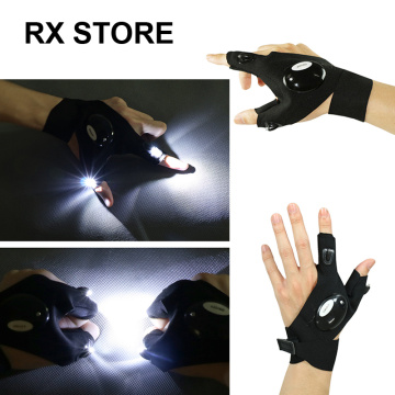 NEW Outdoor Fishing Magic Strap Fingerless Gloves LED Waterproof Cycling Camping Hiking Rescue Tool outdoor lighting gloves