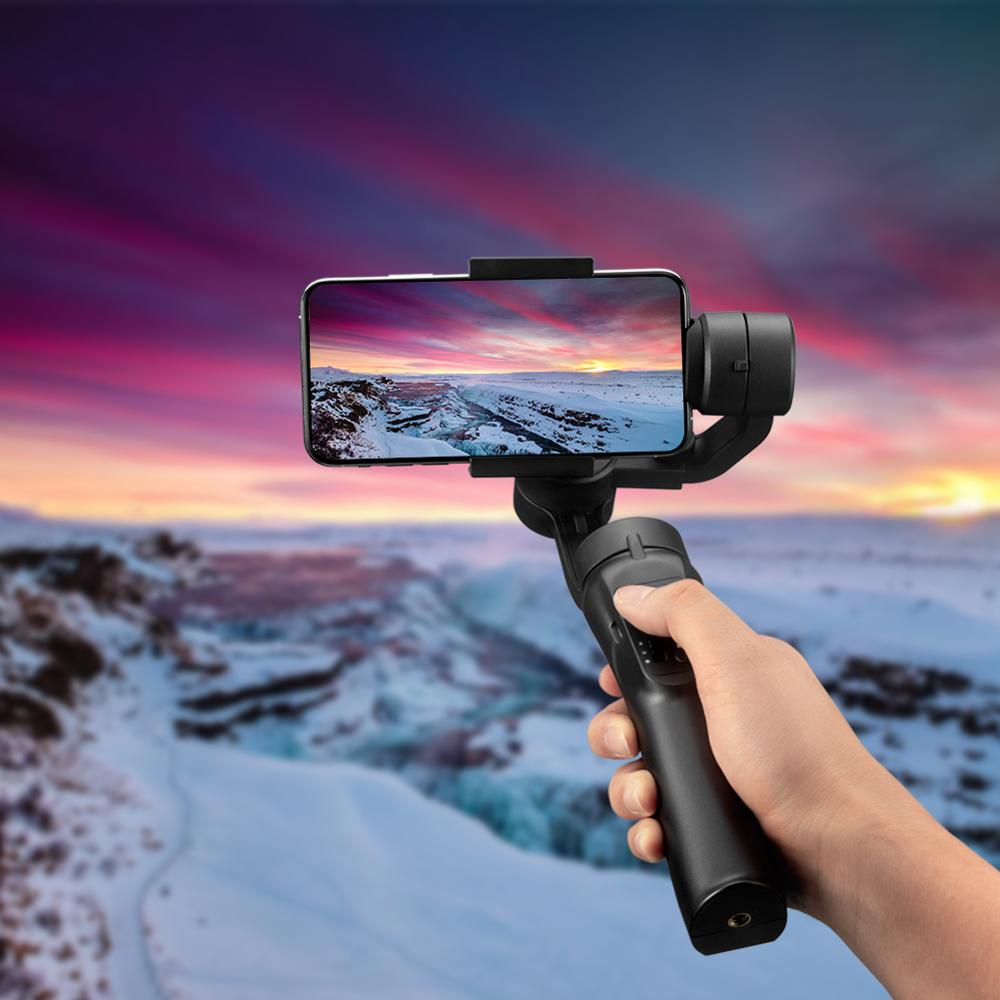 Proker outdoor Holder 3-Axis Flexible H4 Handheld Gimbal Stabilizer for iPhone 11 9 Huawei Samsung Smart Phone PTZ Action Camera