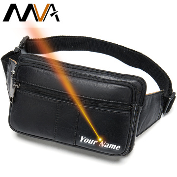 MVA Men's Waist Bag For Phone Small Belt Bag Man Shoulder Vintage Genuine Leather Waist Bags Men Engraving torebka do paska 8977