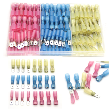 140Pcs Insulated Heat Shrink Spade Wire Connectors Terminals Male Female Electrical Wire Crimp Terminal Quick Disconnects