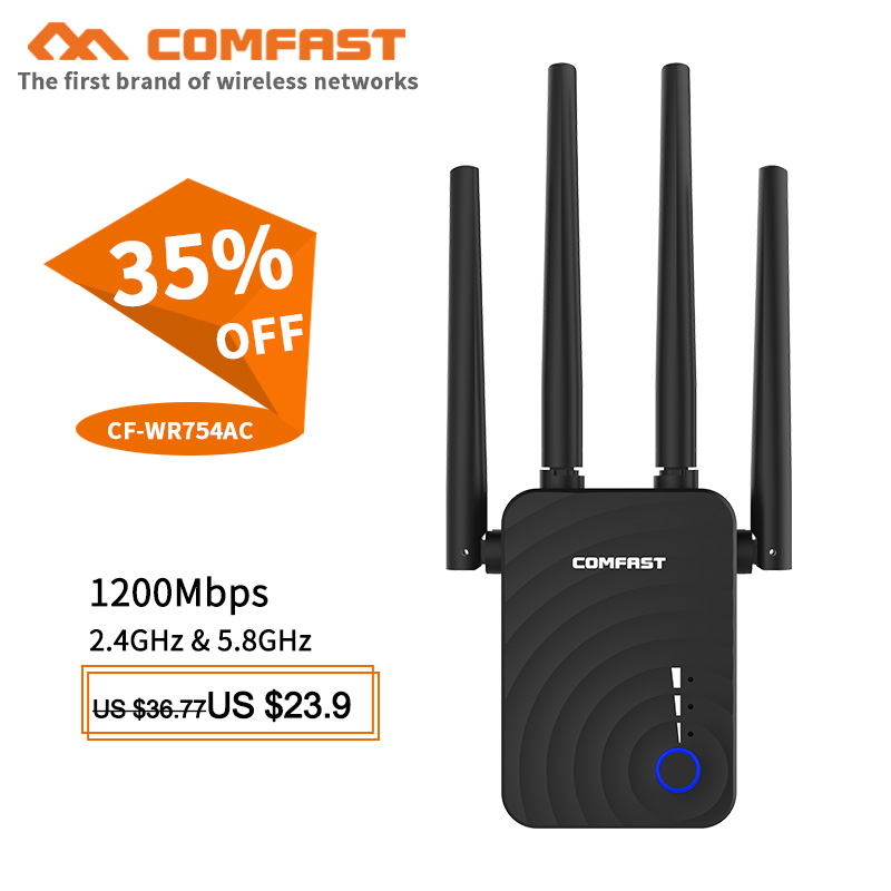 Comfast CF-WR754AC 5Ghz WiFi Repeater Wifi Extender 1200Mbps Wi-Fi Amplifier 802.11AC Long Range Wi fi Signal Booster Repiter