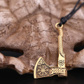 Skyrim Viking runes Axe Pendants Necklace for Men's wicca Amulet Vintage Knots Handmade pendant Norse Wax Necklaces