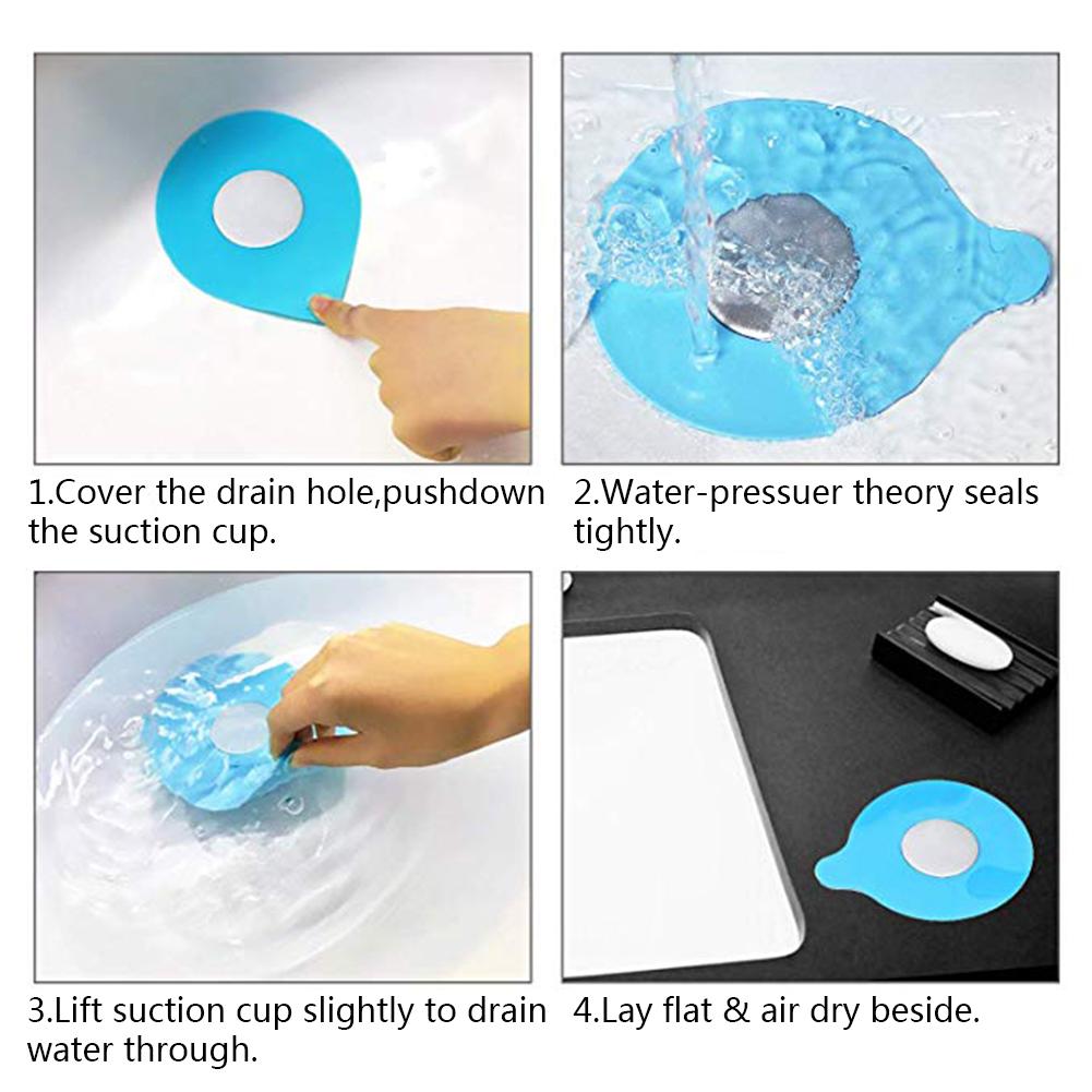 1Pack Bathtub Drain Silicone Stopper Recyclable Rubber Bath Tub Drain Plug Cover Water-drop Design For Bathroom Kitchen