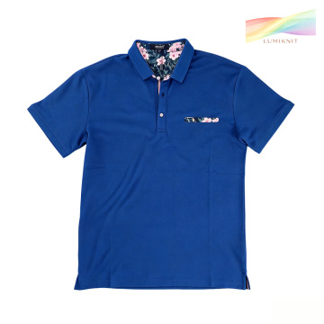 Men Floral Inner Royal Blue Polo