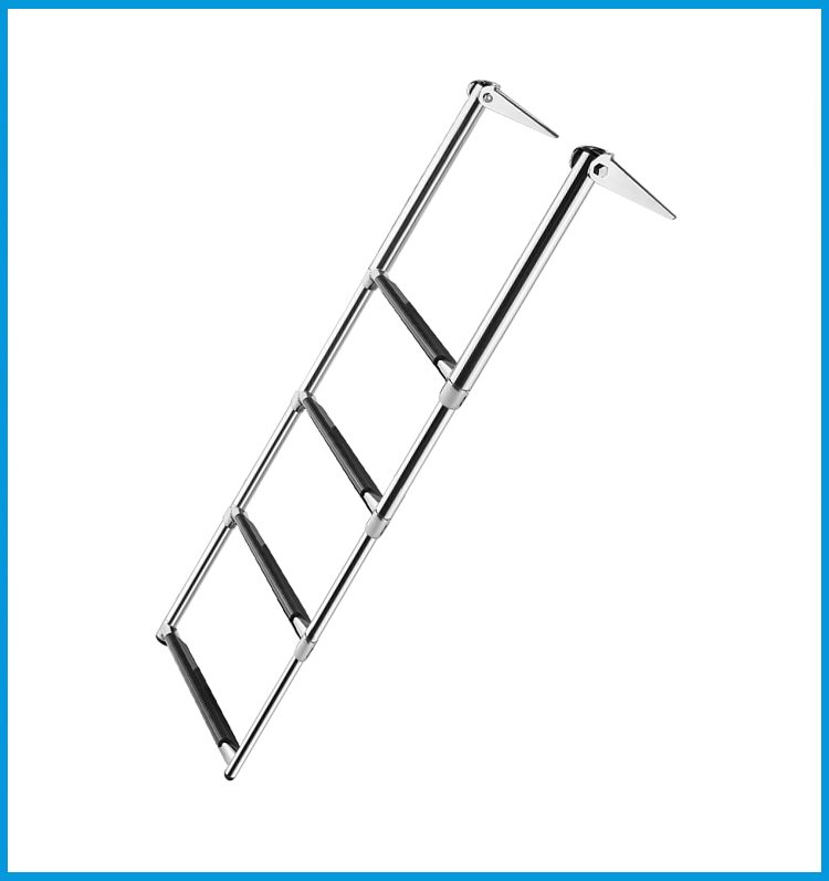 BSET MATEL 4 Steps Boat Stainless Steel 304 Telescoping Folding Ladder Deck Outboard Swim Platform Boat Marine Yacht Accessories