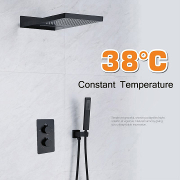 38° Constant Temperature Embedded Dark Loading Wall Bath All Copper Faucet Dumb Black Hot And Cold Shower Room Shower Faucet set