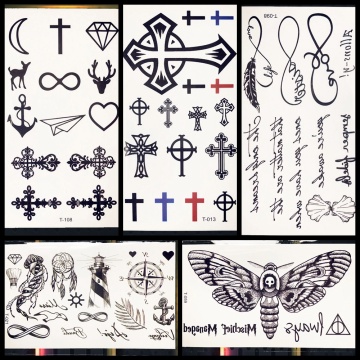 Infinite Endless Waterproof Fake Temporary Tattoo For Kids Child Body Ear Arm Art Summer Style Black Cross Tattoo Stickers Girl