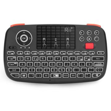 Rii i4 Mini Spanish Keyboard 2.4G Bluetooth Dual Modes Handheld Fingerboard Backlit Mouse Touchpad Remote Control for TV Box