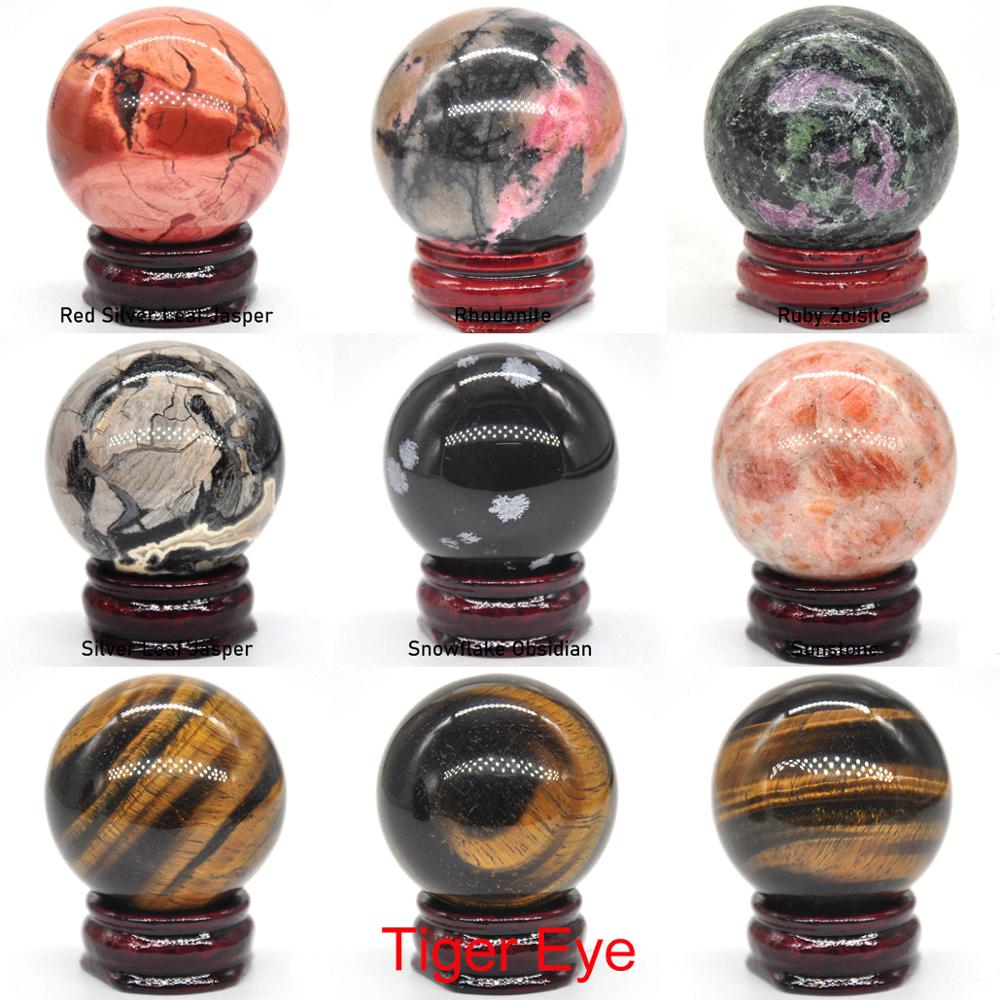 40MM Gemstones Sphere Healing Crystals Home Decoration Reiki Wicca Natural Stones Ball Mineral Polished Gem Massage Globe Gift