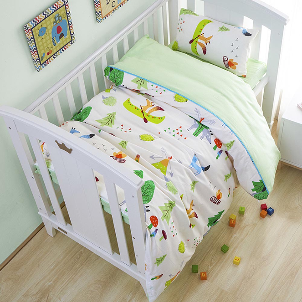3 pcs set Baby Bedding Set Including Duvet Cover Pillowcase Bed Sheet Pure Cotton Baby Linen Baby Crib Set For Both Girl and Boy