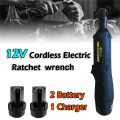 3/8'' 12V 90° Electric Powerful Cordless Ratchet Right Angle Wrench Tool Set 45Nm LED Job Light Lightweight Wrench Household