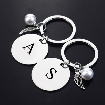 26 Alphabet Letter Keychain Car Key Chain Initials Engraved Stainless Steel Men Women Gift for Friends