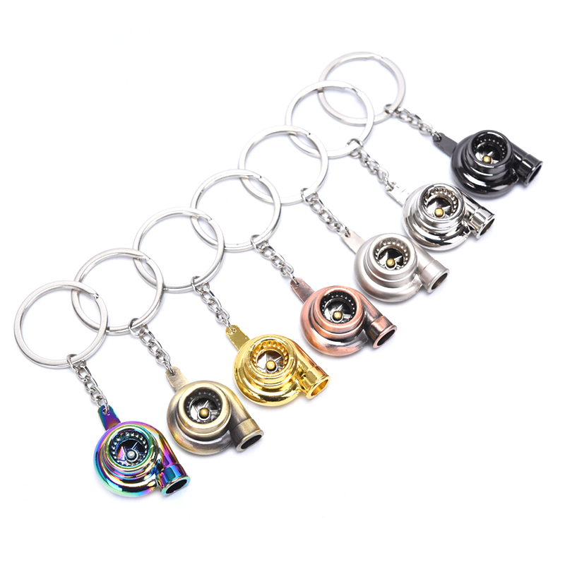 New Arrival Special Design Metal Auto Part Turbo Chain Model Key Chains Turbine Turbocharger Blower Key Ring