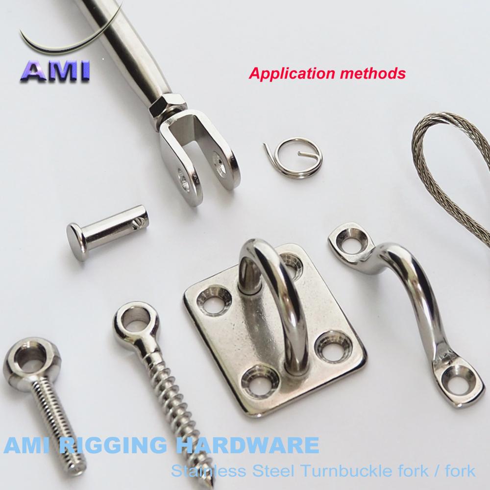 M6 Rigging Screw Jaw Fork Stainless Steel 316 Turnbuckle Closed Body Bottlescrew Marine Hardware