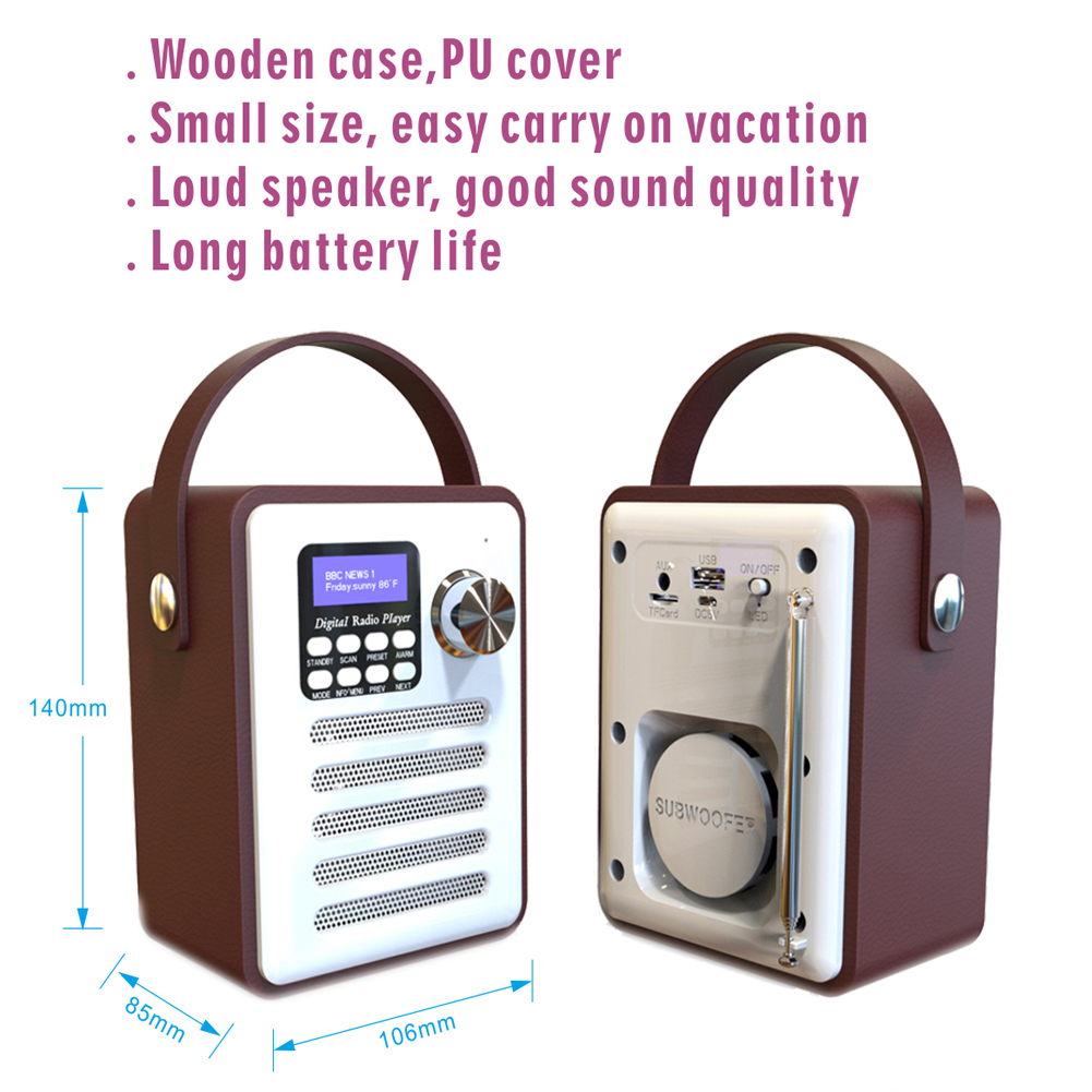 Bluetooth 4.2 Wooden DAB Radio Digital DAB/DAB+ FM Wi-Fi Speaker Bluetooth Wireless Radio FM/TF Card/U Disk/Alarm Clock New
