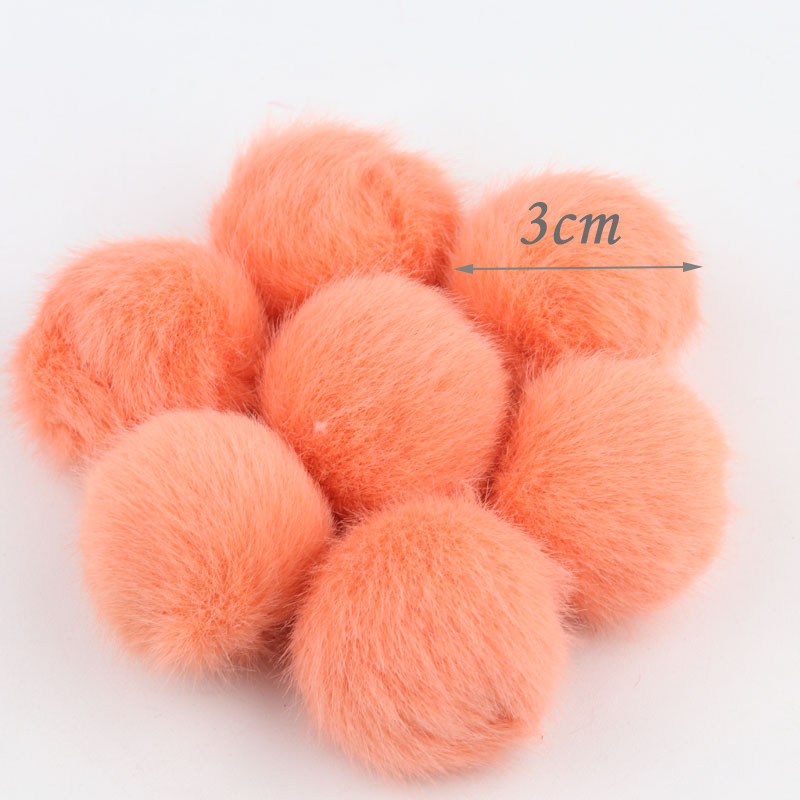 30pcs 3cm DIY Pompon Imitation Mink Fur Ball Pompoms for Ring Keychain Shoes Hat Fluffy Pom Pom DIY Crafts Accessories Material