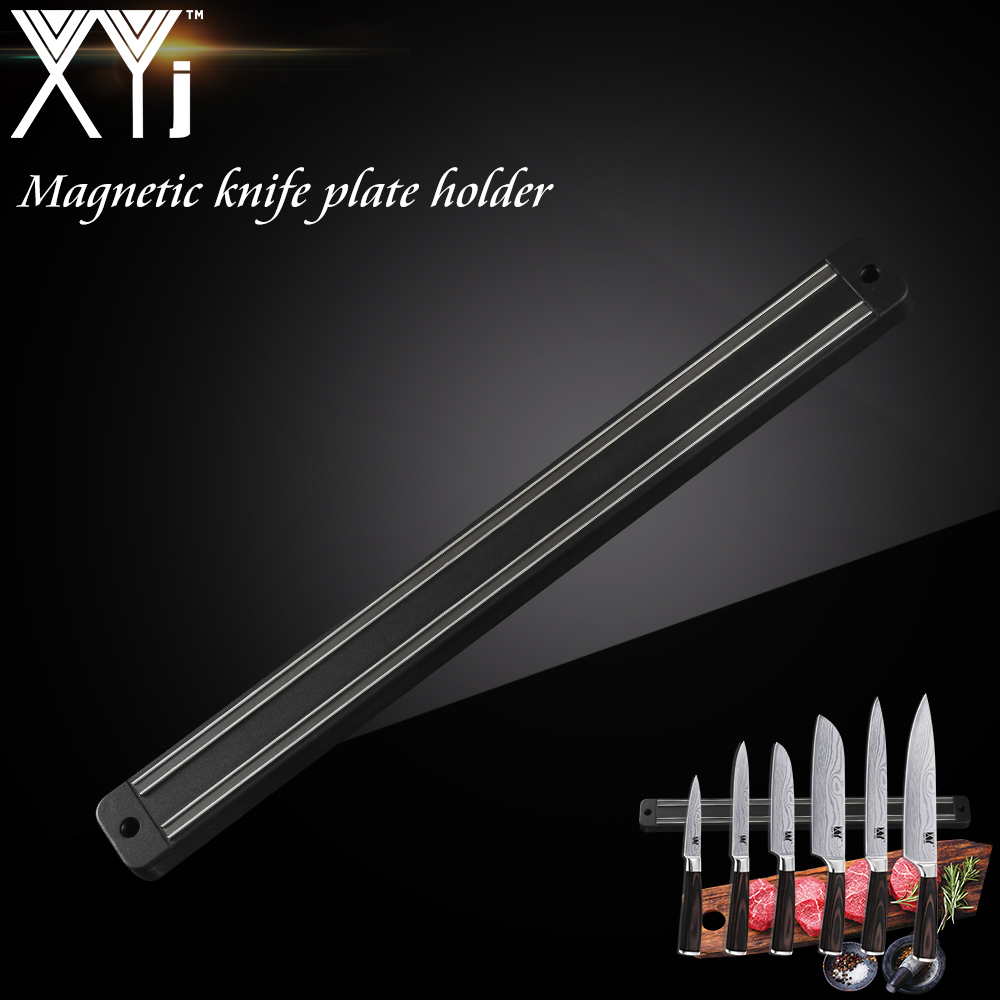 XYj New Stainless Steel Magnetic Knife Block Wall Mount Black ABS Metal Knife For Plastic Block Magnet Knife Tool Holder Stand