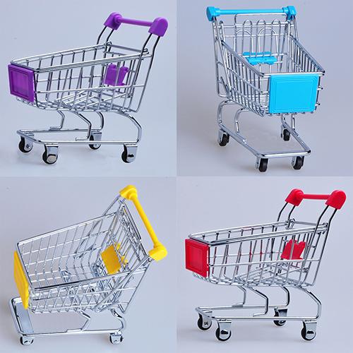 Supermarket Hand Trolley Mini Shopping Cart Desktop Decoration Storage Toy Gift Kids Utility Cart Pretend Play Toys Strollers