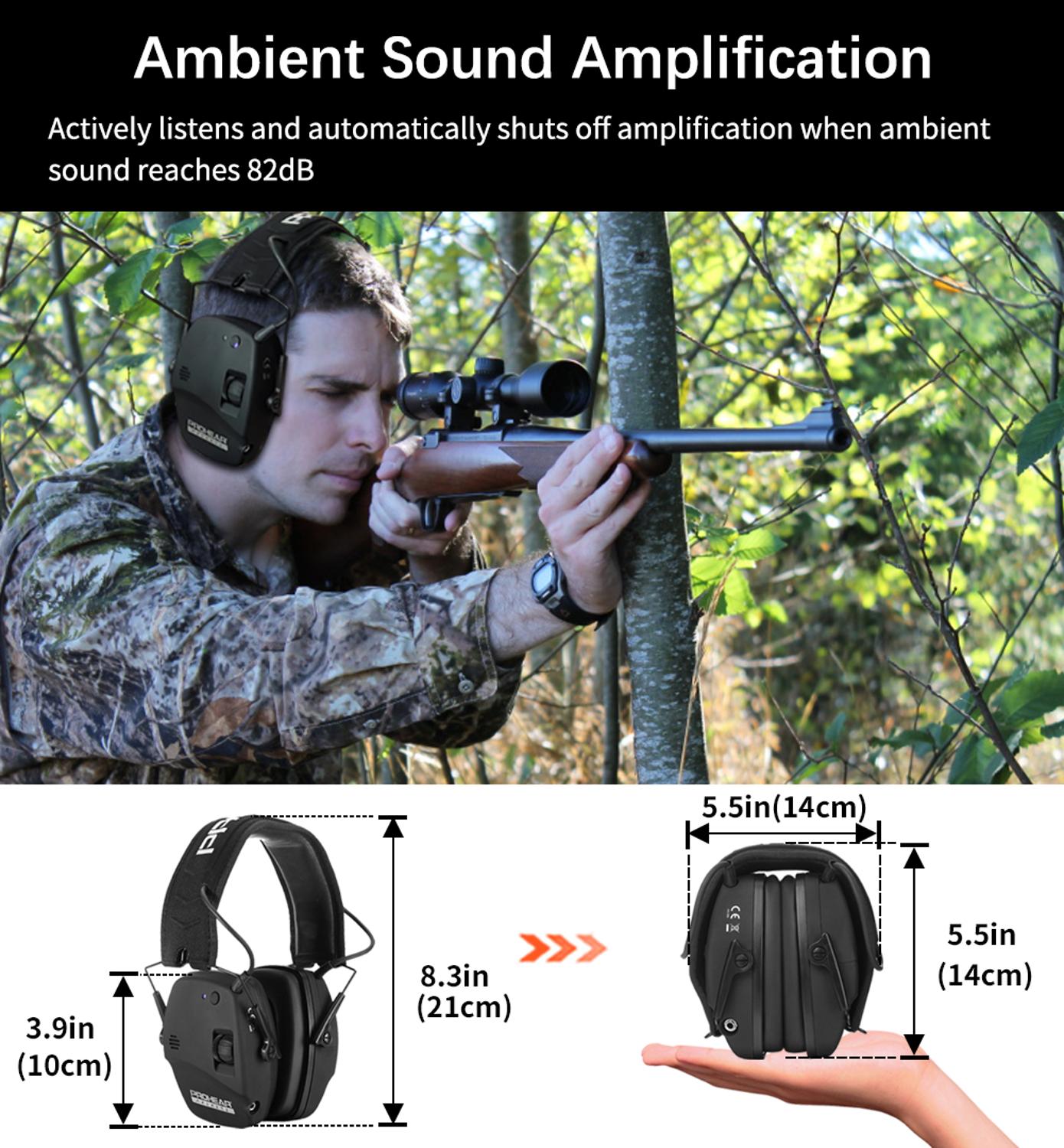 Electronic Bluetooth Shooting Ear Protection Sound Amplification Noise Reduction Ear Muff Professional for Hunting Ear Defender