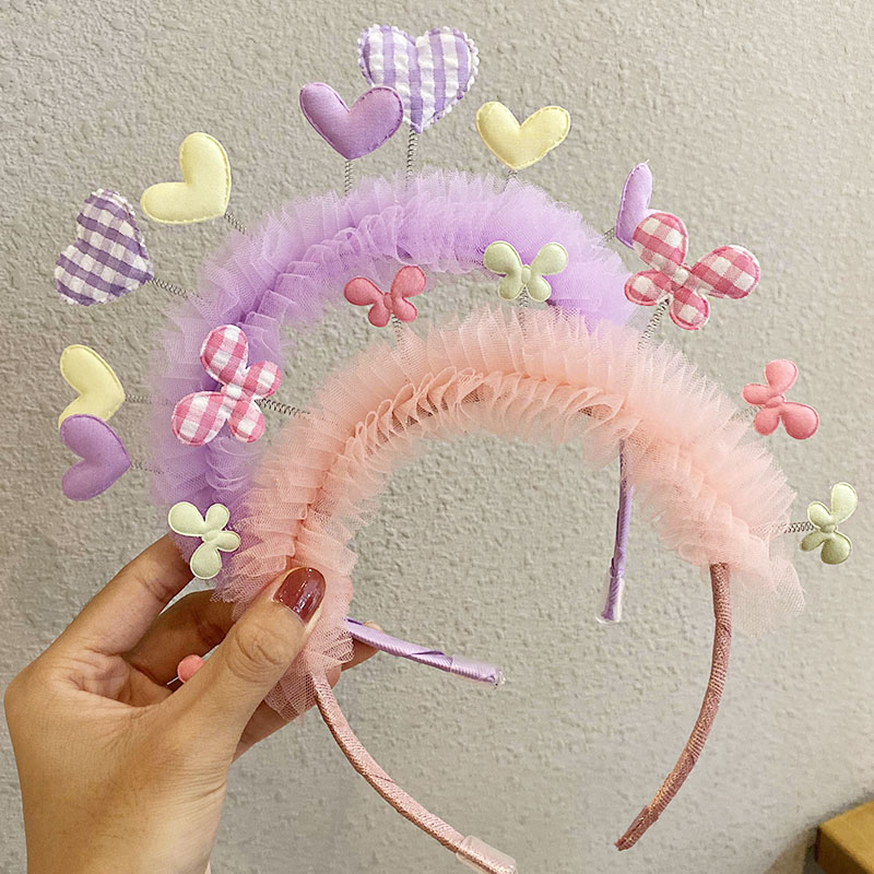 New Girls Cute Heart Flower Lace Hairbands Party Headband Hair Ornament Tiaras Kids Lovely Hair Hoops Fashion Hair Accessories