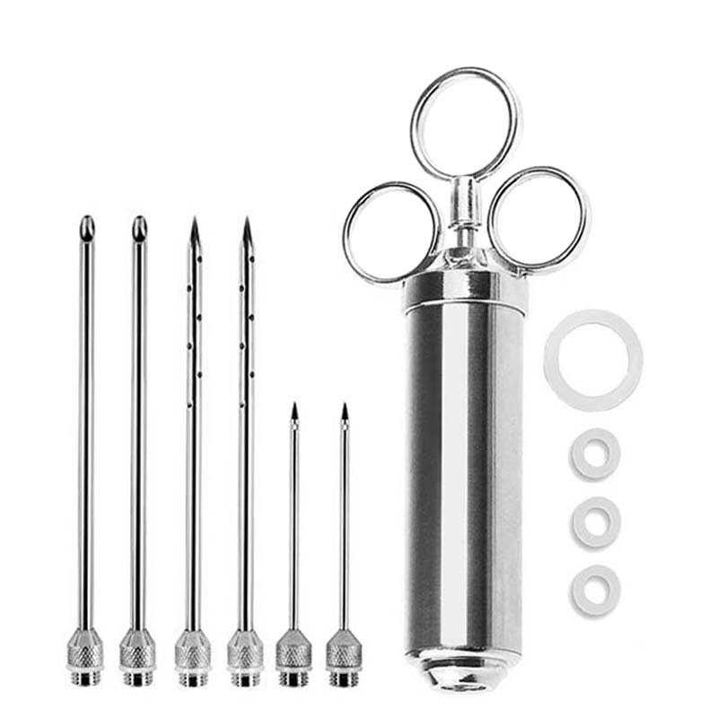 Stainless Steel Needles Spice Syringe Marinade Injector Flavor Syringe Cooking Meat Poultry Turkey Chicken BBQ Tool