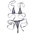 Sexy Womens Lingerie Set Erotic Sheer Mesh Extreme Micro Bikini Underwear Femme Halter Mini Bra Top with G-String Tangas Thong
