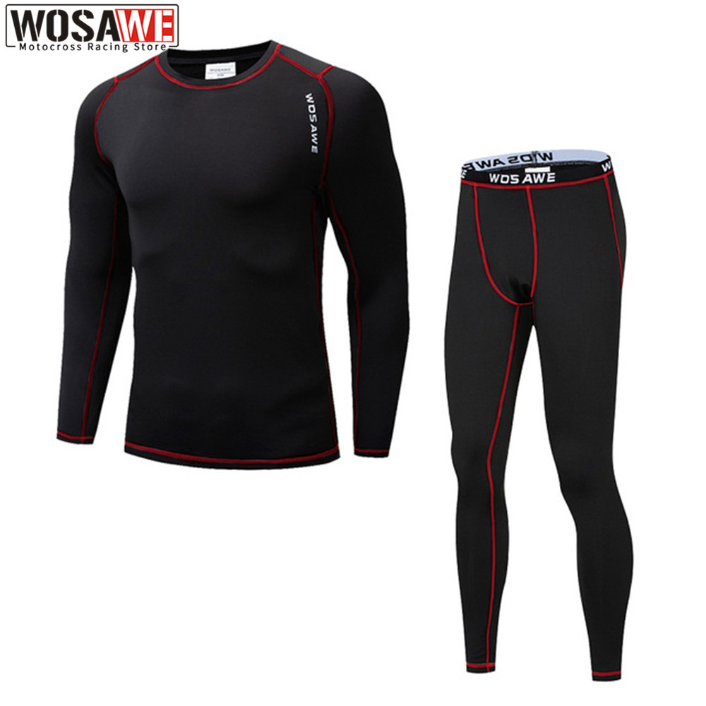 WOSAWE thermal Fleece motorcycles Base Layer Man thermal underwear Men's Sports Wear motocross clothing Female Warm Long Johns