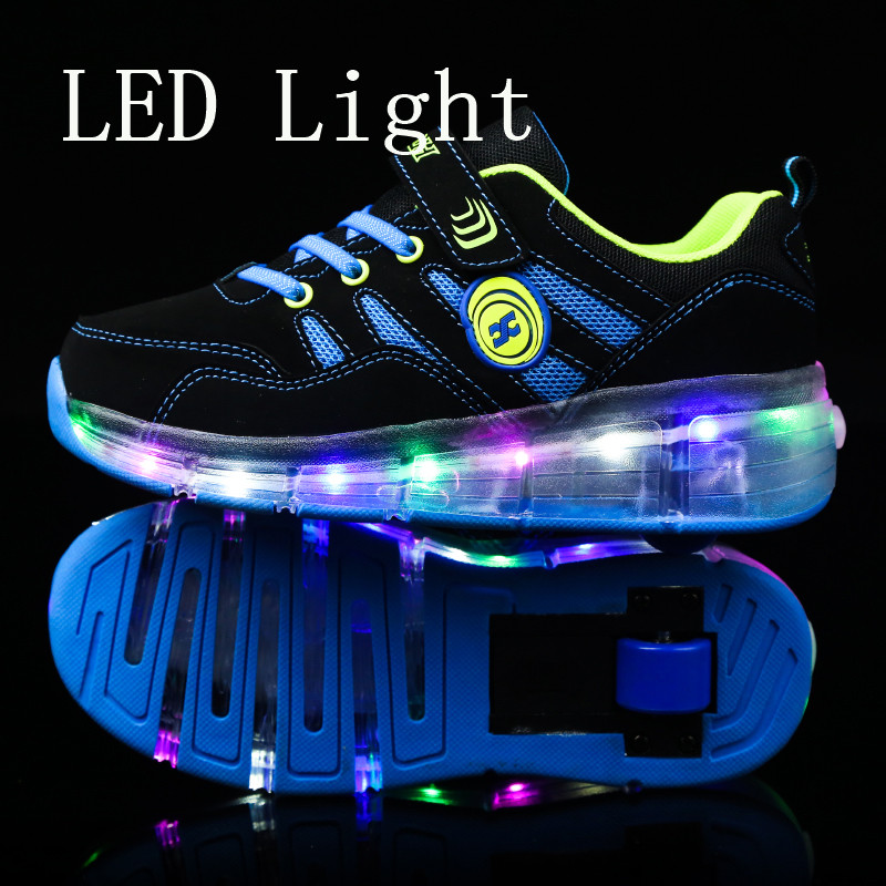Blue Pink Orange Fashion Girls Boys LED Light Roller Skate Shoes For Children Kids Sneakers With Wheels One wheels