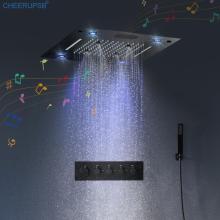 Bluetooth Music Shower Set Bathroom Waterfall Remote Control Shower System Ceilling Rainfall LED Light Smart Bath Showers Faucet