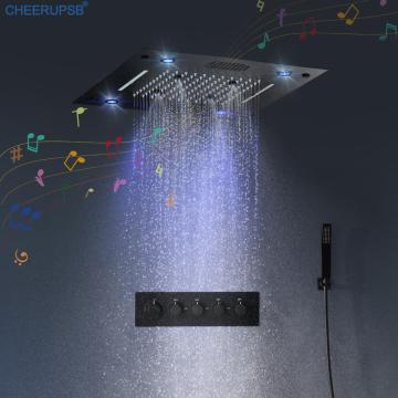 Bluetooth Music Shower Set Bathroom Waterfall Remote Control Shower System Ceilling Rainfall LED Light Smart Bath Showers Faucet