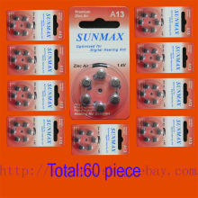 60 x Hearing Aid Batteries A13 13A ZA13 13 PR48