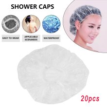 20pcs Disposable Clear Spa Hats One-Off Elastic Shower Bathing Cap Waterproof Show Hats for Hair Salon Home