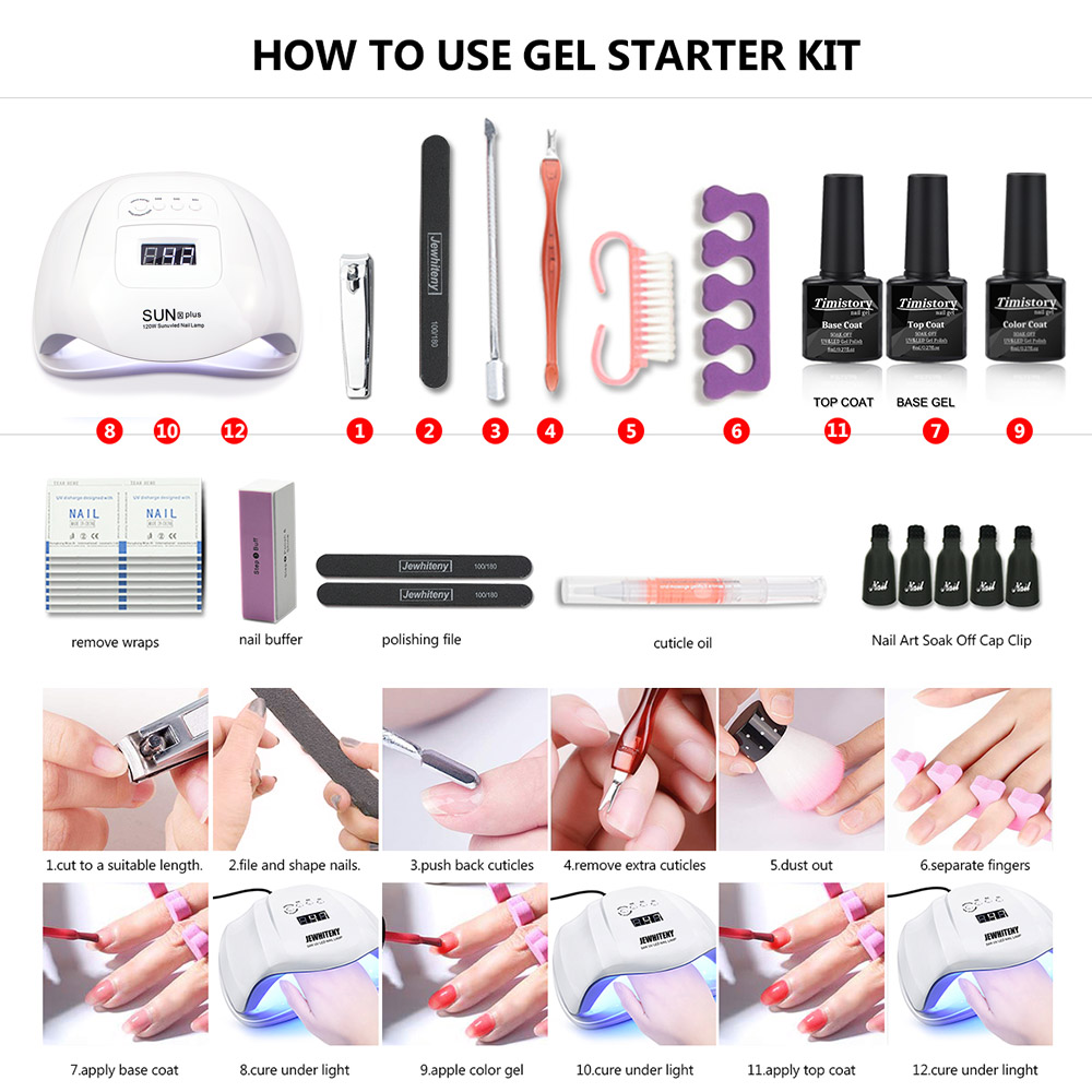 Manicure Set With 120W/54W Led Nail Lamp Nail Set 35000RPM Nail drill Machine 40/30/20/10 Color UV Gel Nail Polish Kit Tools Set