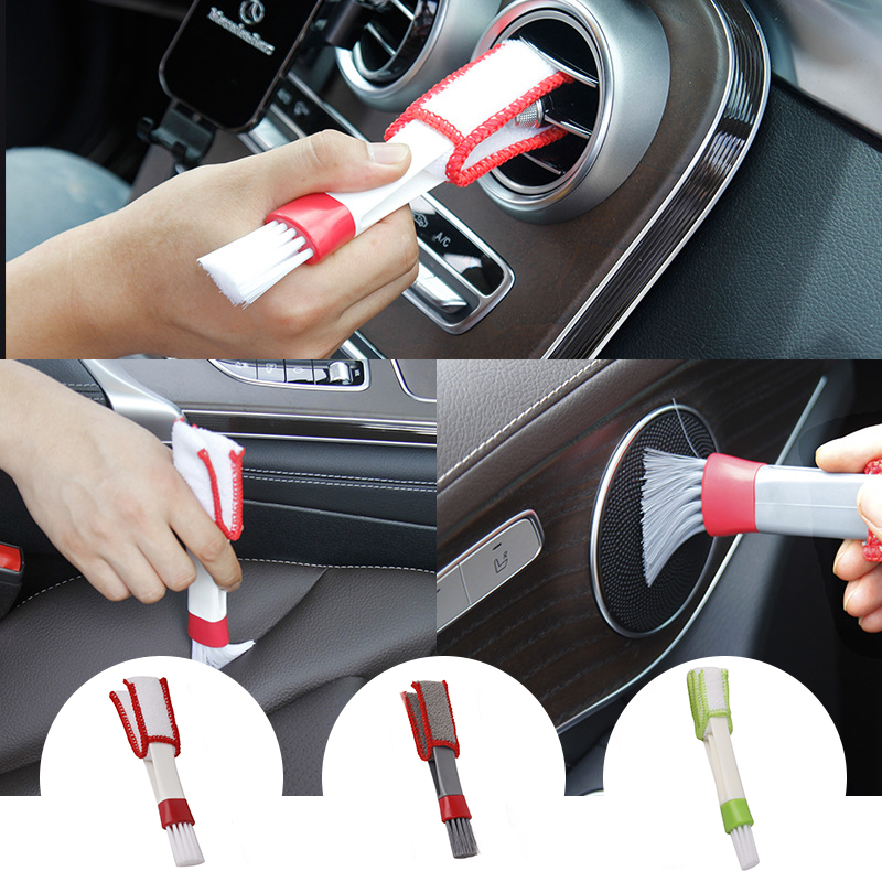 Multi-purpose Brush Car Interior Cleaning 2 In 1 Handheld brush NEW Double Slider Car Air-conditioner Outlet Window Cleaning