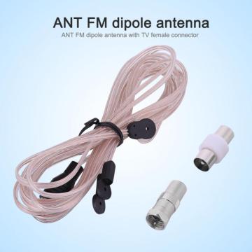 3.2m FM Dipole Antenna Radio Home Indoor FM Receiver Aerial with TV Female Connector Antenna