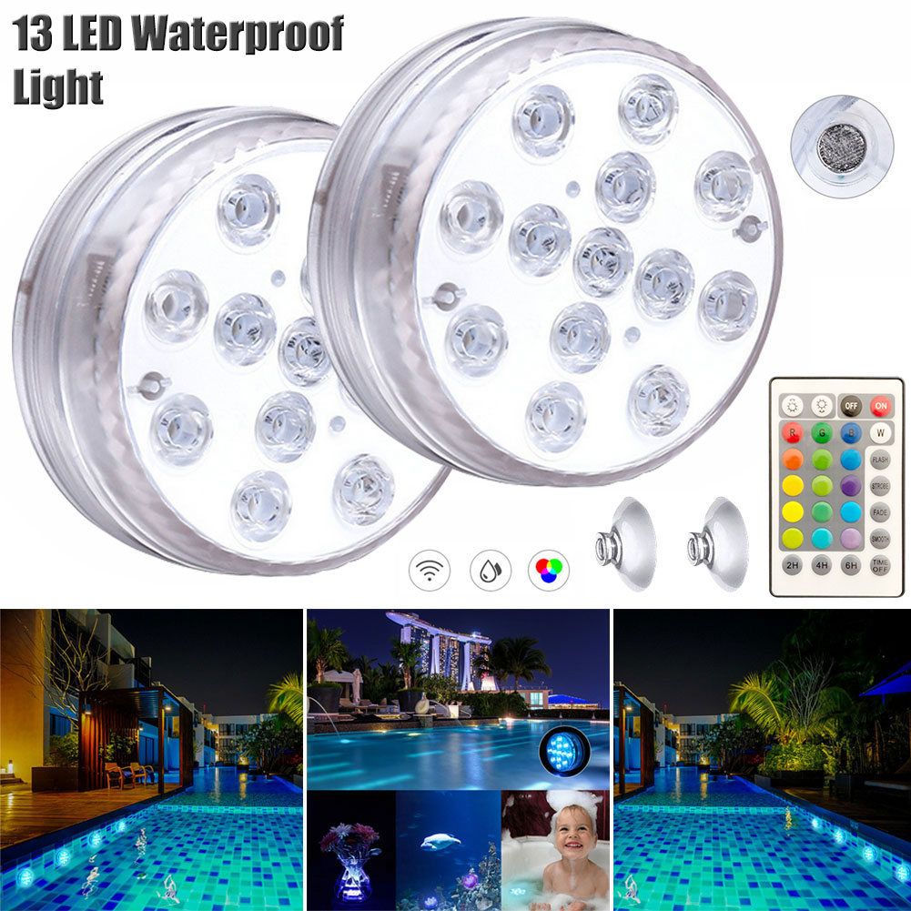 2020 New 13LED RGB Underwater Night Light Swimming Pool Light Submersible IP68 Decor Lamp for Outdoor Garden Party Decoration