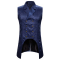 Mens Red Gothic Steampunk Vest Double Breasted Paisley Jacquard Brocade Waistcoat Men Wedding Tuxedo Vests Male Chaleco Hombre