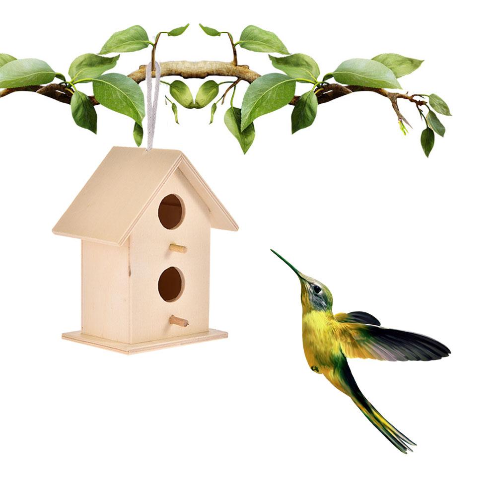 5 Types mini Wooden Bird House Nest Creative Wall-mounted Hanging Bird Nest Home Decoration Gardening Decoration Bird House