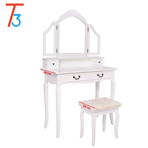 Supply Stylish Triple Mirror Simple Dressing Table with High Quality