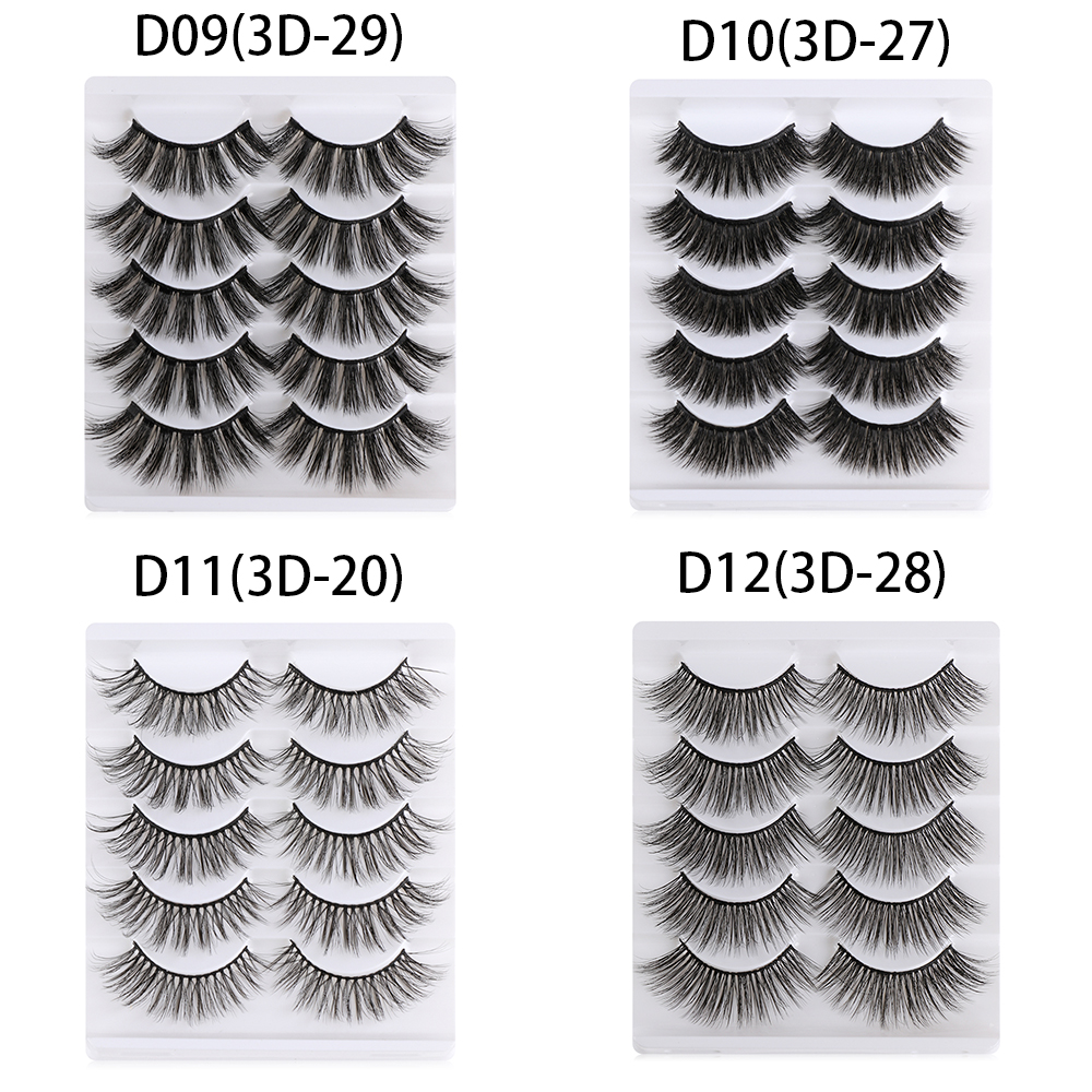 5 Pairs Long Wispy False Eyelashes Black Cross False Eyelashes Full Strip Lashes Handmade 3D Natural Eye Makeup Tools