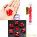 Bescon Mini Translucent Polyhedral RPG Dice Set 10MM, Small RPG Role Playing Game Dice Set D4-D20 in Tube, Transparent Red