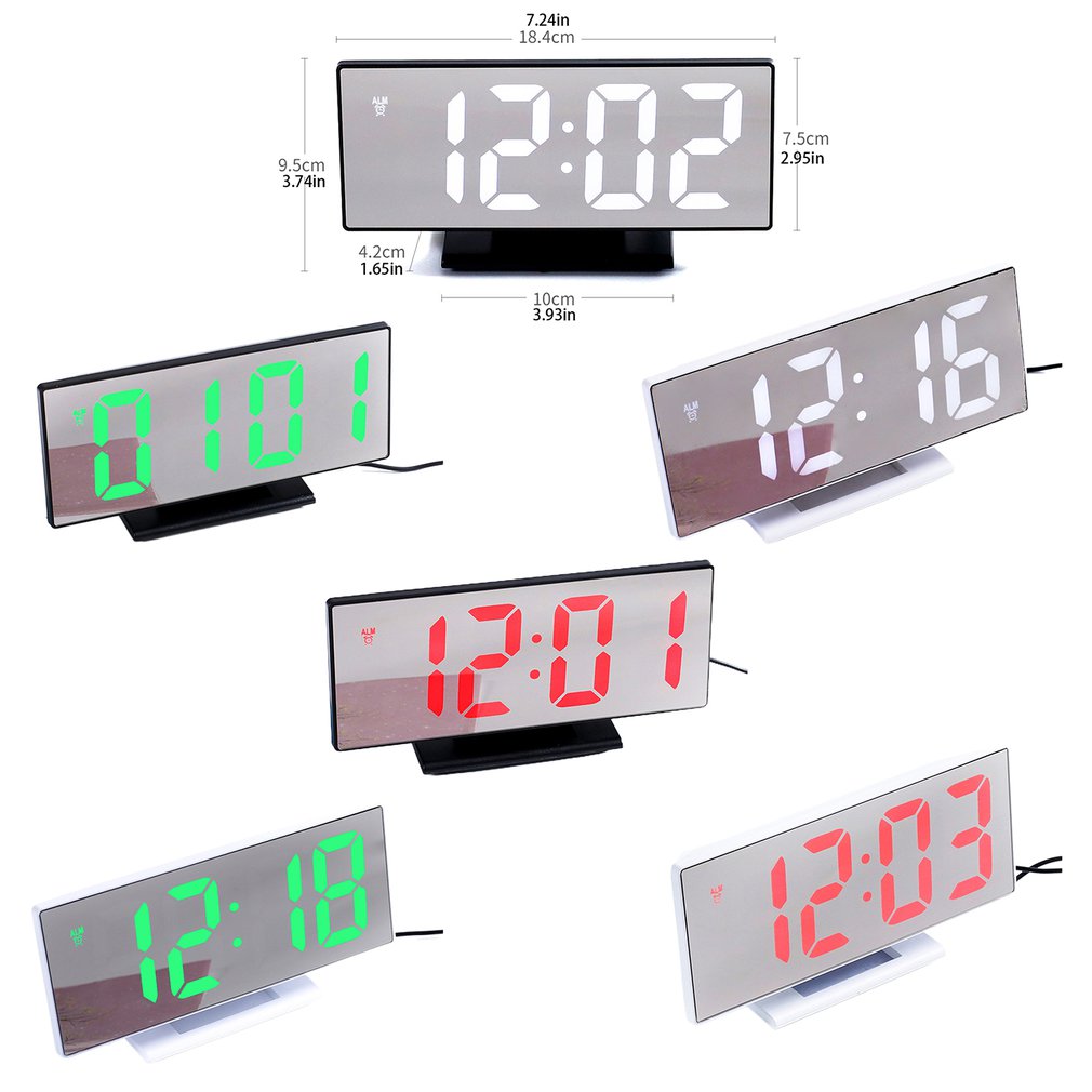 Led Multifunctional Large Screen Electronic Clock Mute Mirror Alarm Clock Ultra Silent Digital Clock